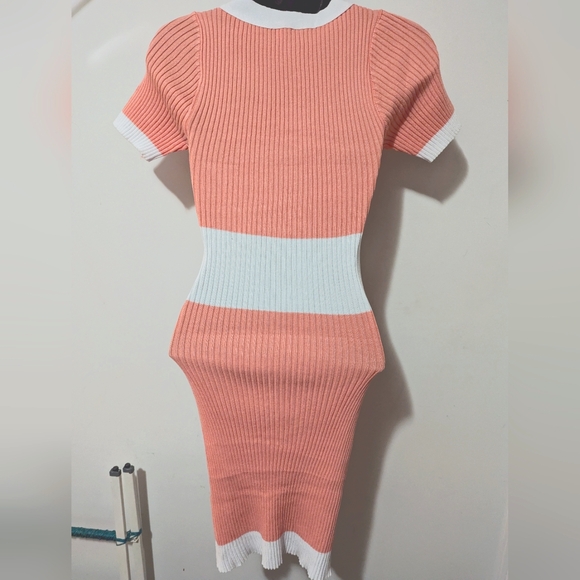 Bodycon Pink & White Dress - Picture 2 of 2